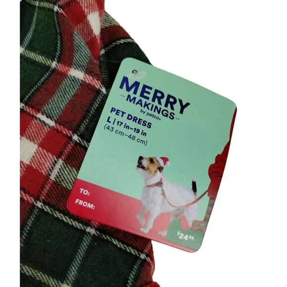 Merry Makings Dog Large Pet Cute Green and Red Tartan Plaid Holiday Dress - Picture 3 of 7